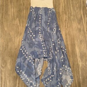 Boho Blue and White Strapless Dress